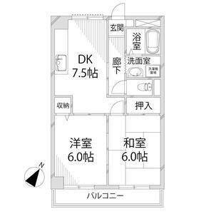 ライフタウン(2DK/3階)の間取り写真