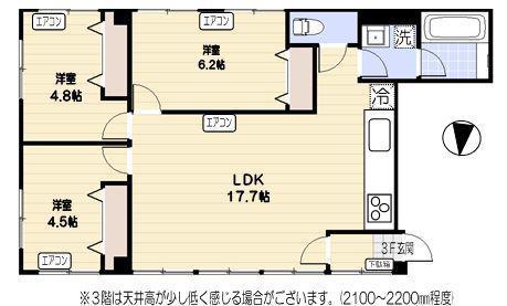 YDビルディング(3LDK/3階)の間取り写真