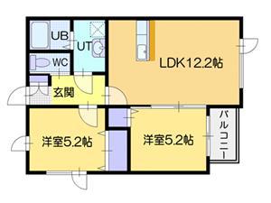 フォレスト江別(2LDK/1階)の間取り写真