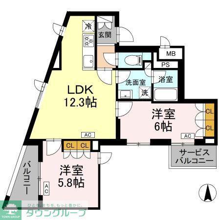 ロイジェント上板橋(2LDK/2階)の間取り写真