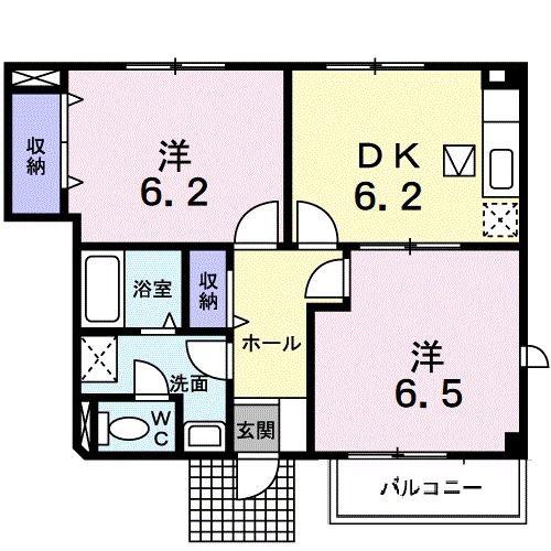 エクセル58B(2DK/1階)の間取り写真
