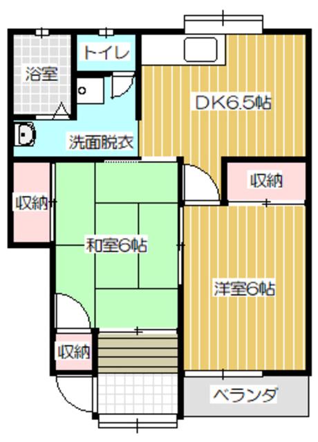 プレミアムハイツ(2DK/2階)の間取り写真