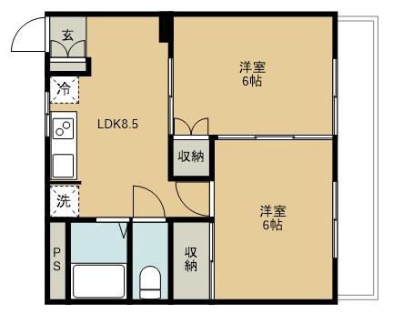 リーベンス東仙台(2LDK/2階)の間取り写真