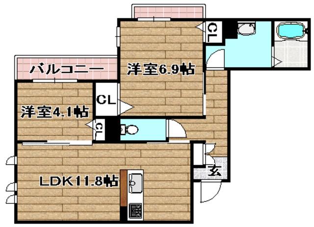 PRECIOSO(2LDK/2階)の間取り写真