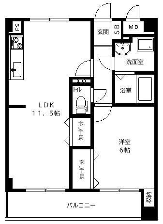 エイショウビル(1LDK/5階)の間取り写真