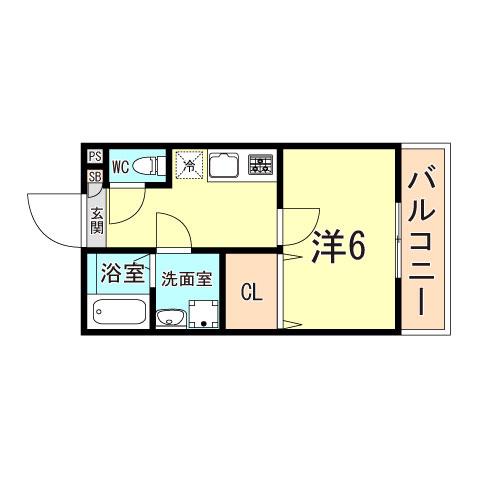 リュミエール道意(1K/2階)の間取り写真