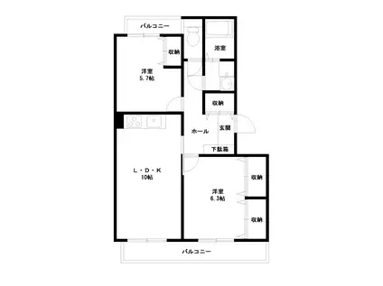 ブレインくのもとII(2LDK/3階)の間取り写真