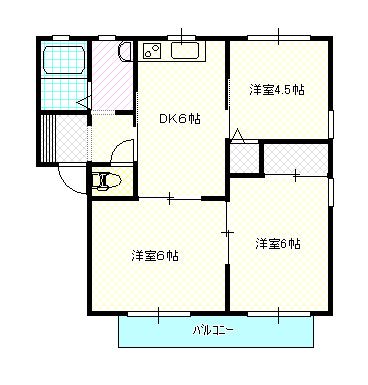 ディアス操明A(3DK/2階)の間取り写真