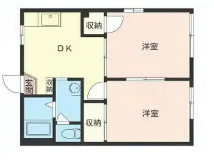 ヒルトップ富岡(2DK/1階)の間取り写真