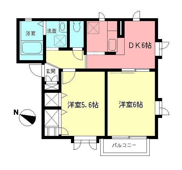 エメロード(2DK/2階)の間取り写真