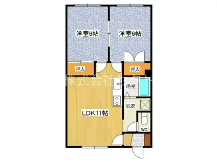 コーポ春(2DK/2階)の間取り写真