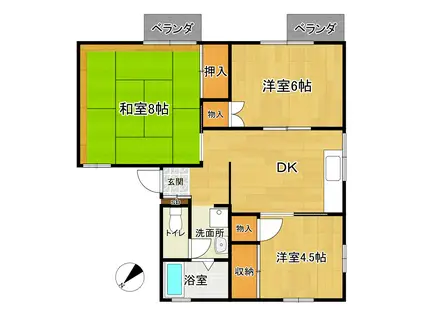 タイセイハイツ(3DK/1階)の間取り写真