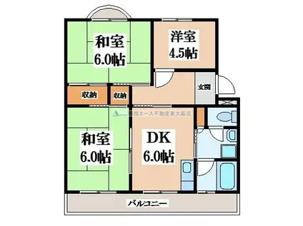 旭ハイツ(3DK/3階)の間取り写真