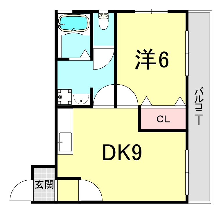 中塚マンション(1DK/4階)の間取り写真