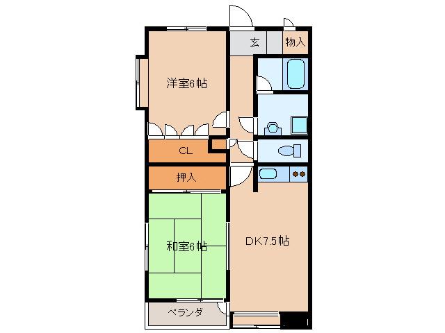 サントラップ鶴田(2DK/2階)の間取り写真