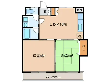 MKマンション(2LDK/2階)の間取り写真