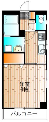 青山コーポB(1K/3階)の間取り写真