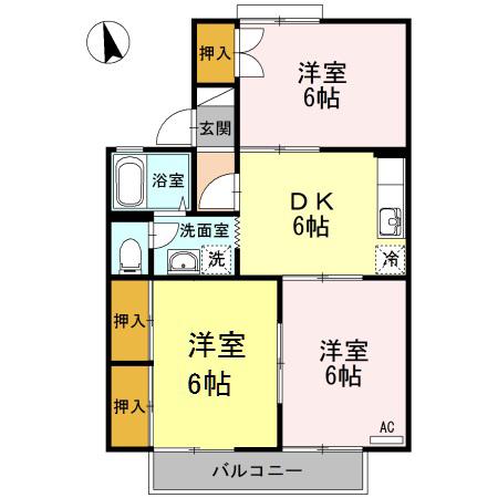 セジュール円座(3DK/2階)の間取り写真