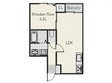 PHOENIX鏡SHAWOOD II(1LDK/1階)の間取り写真