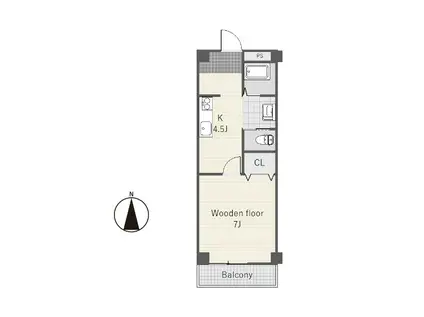 YU-KA 旬彩(1K/1階)の間取り写真