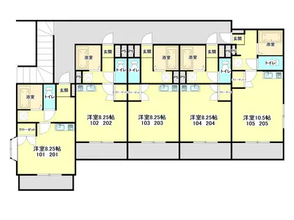 コーポローレル(1K/1階)の間取り写真