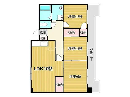 グランドハイツ春日台(3LDK/4階)の間取り写真