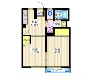 リバーサイド(2DK/2階)の間取り写真