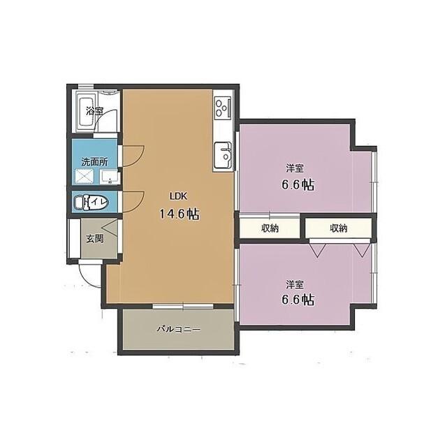 フジミパレス御門台(2LDK/2階)の間取り写真