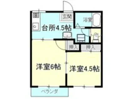 フォーブルパレス(2DK/1階)の間取り写真