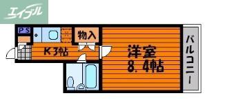 アザレア七日市(1K/3階)の間取り写真
