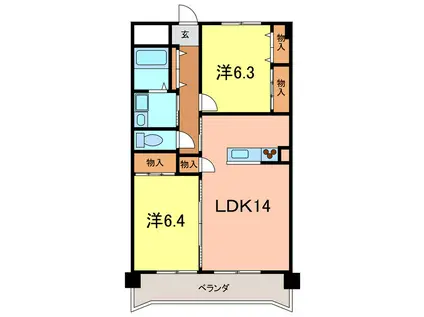 SAIA21(2LDK/4階)の間取り写真