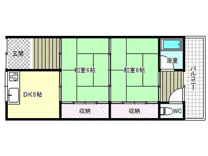 コーポ中西(2DK/2階)の間取り写真