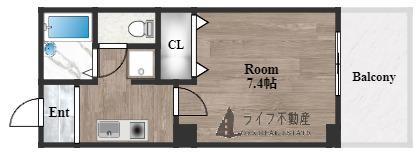 ディアハイム鴻池(1K/3階)の間取り写真