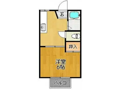 ジョイフルK(1K/1階)の間取り写真