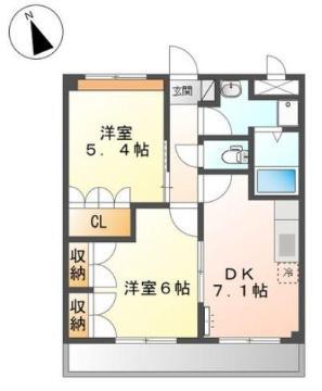 グリーンヒルズ曙(2DK/4階)の間取り写真