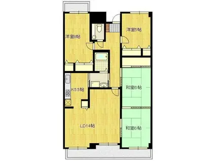 サーパス佐賀唐人町(4LDK/9階)の間取り写真