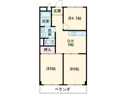 シティハイツ野一色(3DK/2階)の間取り写真