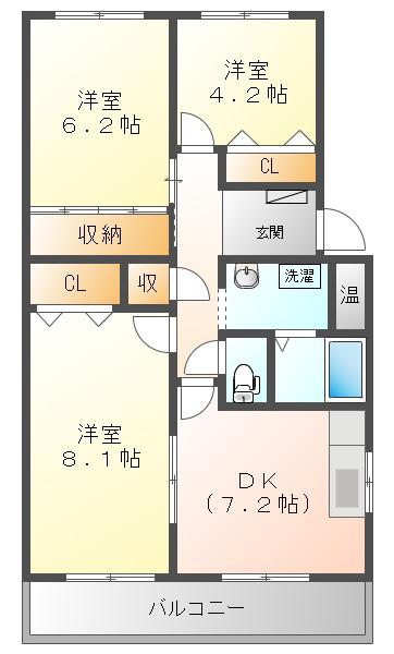フィオーレ マキ(3DK/2階)の間取り写真
