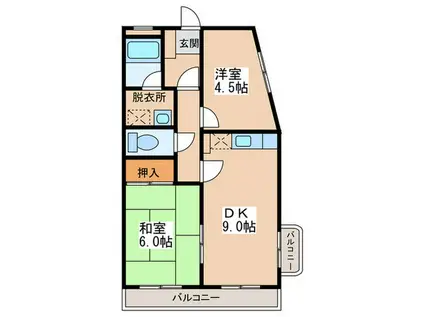 THECOURT相模大野(2DK/1階)の間取り写真