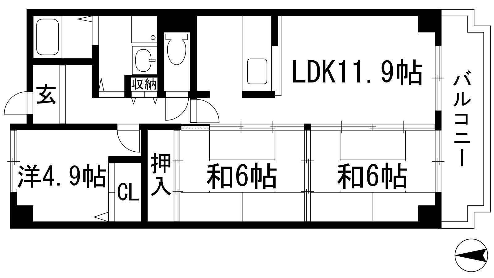 インペリアル樋の口(3LDK/4階)の間取り写真
