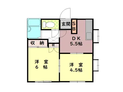 パルフォ(2DK/2階)の間取り写真