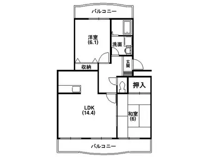 プレステージアスター(2LDK/2階)の間取り写真