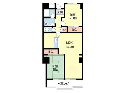 パンテオン(2LDK/4階)の間取り写真