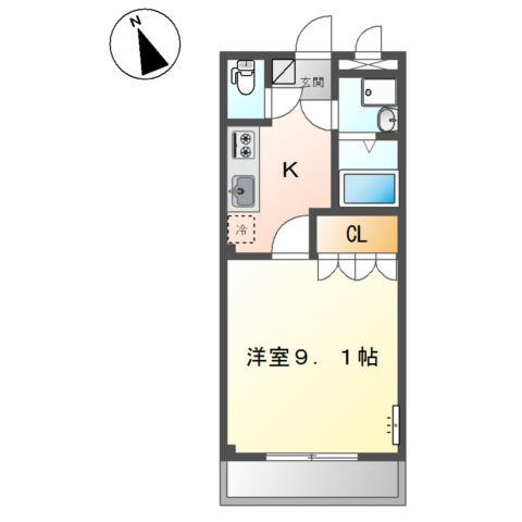 アルファルド(1K/2階)の間取り写真