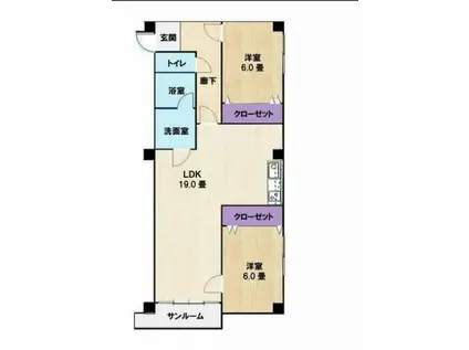 ガーデンハイツ(2LDK/4階)の間取り写真