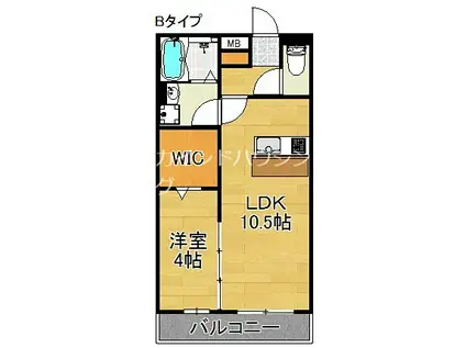 COZY岸里II(1LDK/1階)の間取り写真