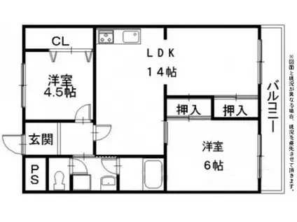 メゾンインペリアル(2LDK/2階)の間取り写真