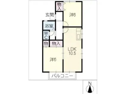 メゾンコスモス(2LDK/2階)の間取り写真