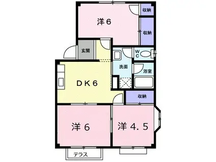 エルディム落合南 B(3DK/1階)の間取り写真