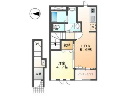 LA・NORD(1LDK/2階)の間取り写真